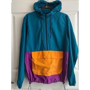 Mens Windbreaker Jacket Size XS Anorak Half Zip Color block